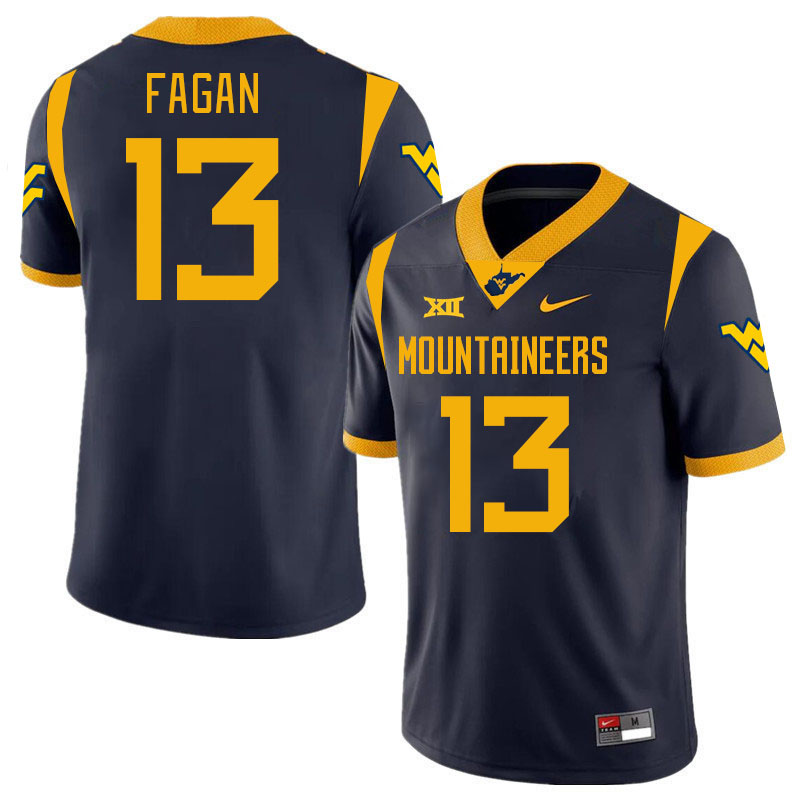 #13 Dontez Fagan West Virginia Mountaineers College 2024 New Uniforms Football Jerseys Stitched Sale-Navy